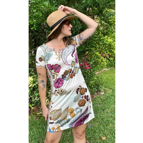 Etro Milano Paisley Floral Sheath Midi Dress Ivory Multicolor Size Medium - Picture 2 of 16